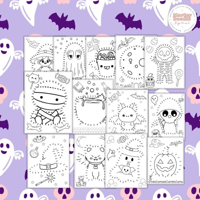 Free Printable Halloween Dot to Dot Pages (13 Pages, Easy to Hard)