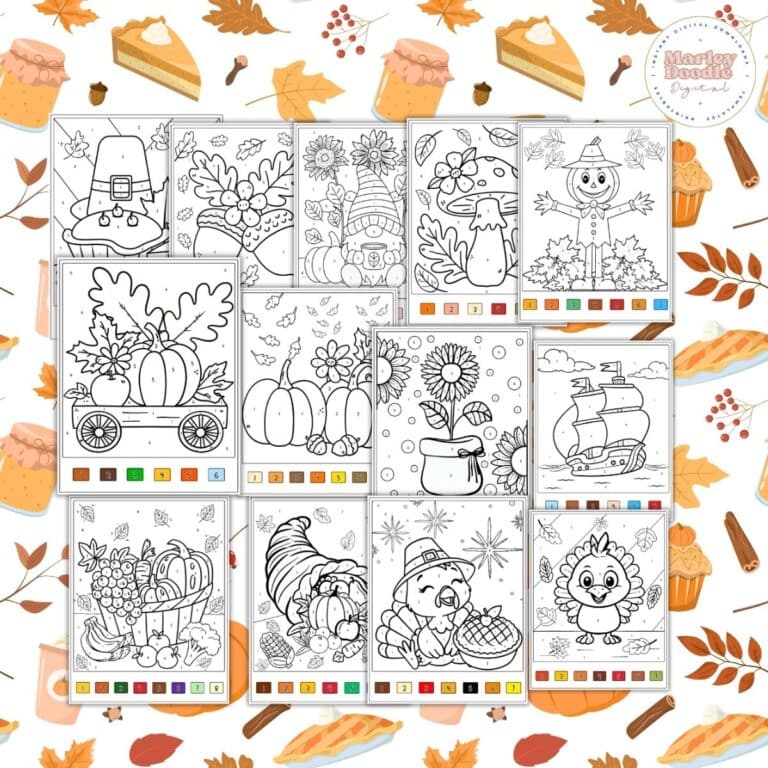 10+ Thanksgiving Color by Number Worksheets (Free Printables)