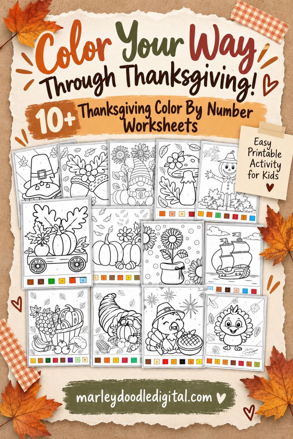 10+ Thanksgiving Color by Number Worksheets (Free Printables) - How to Play