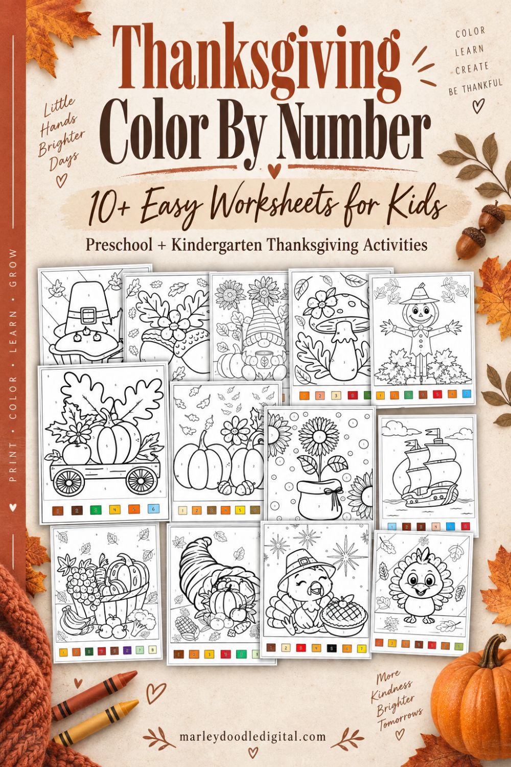 10+ Thanksgiving Color by Number Worksheets (Free Printables) - Other Tips