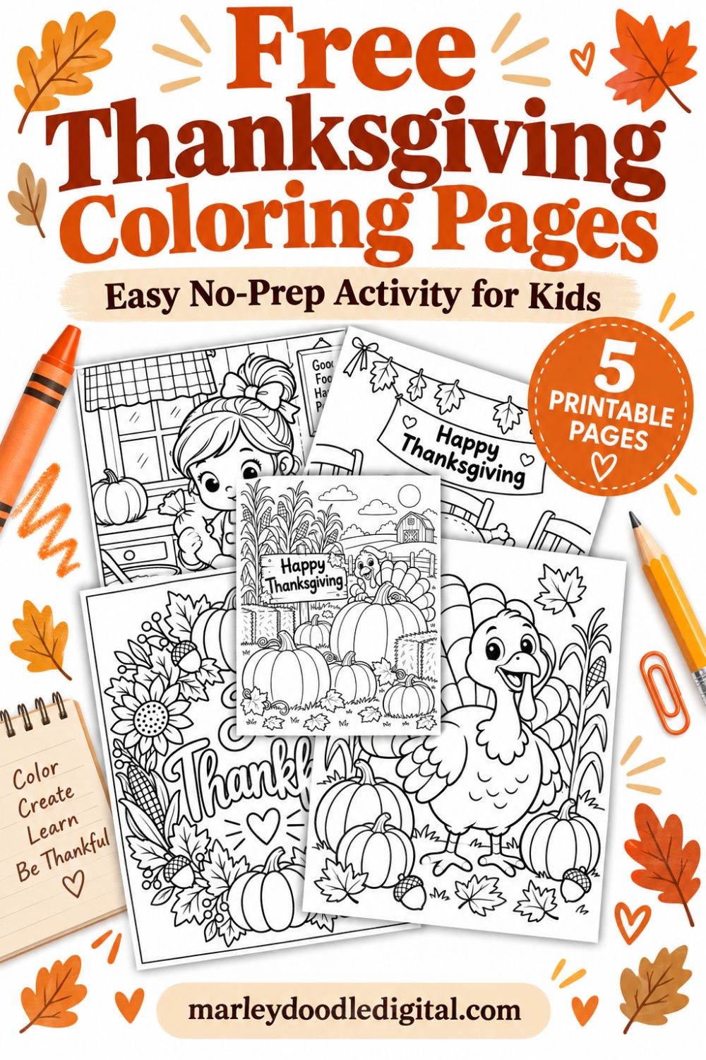 5 Free Printable Thanksgiving Coloring Pages - Download