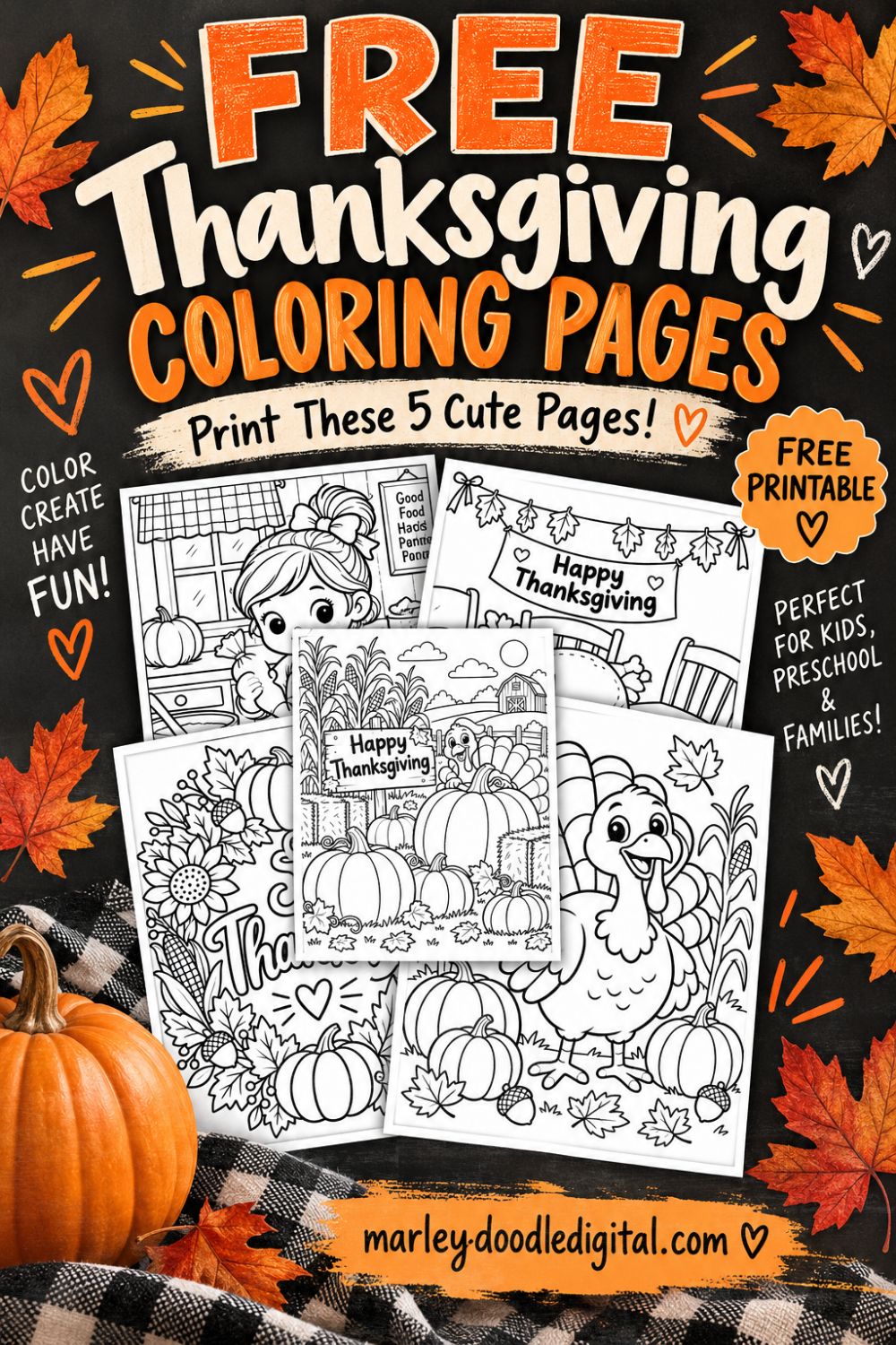 5 Free Printable Thanksgiving Coloring Pages - How to Download and Print