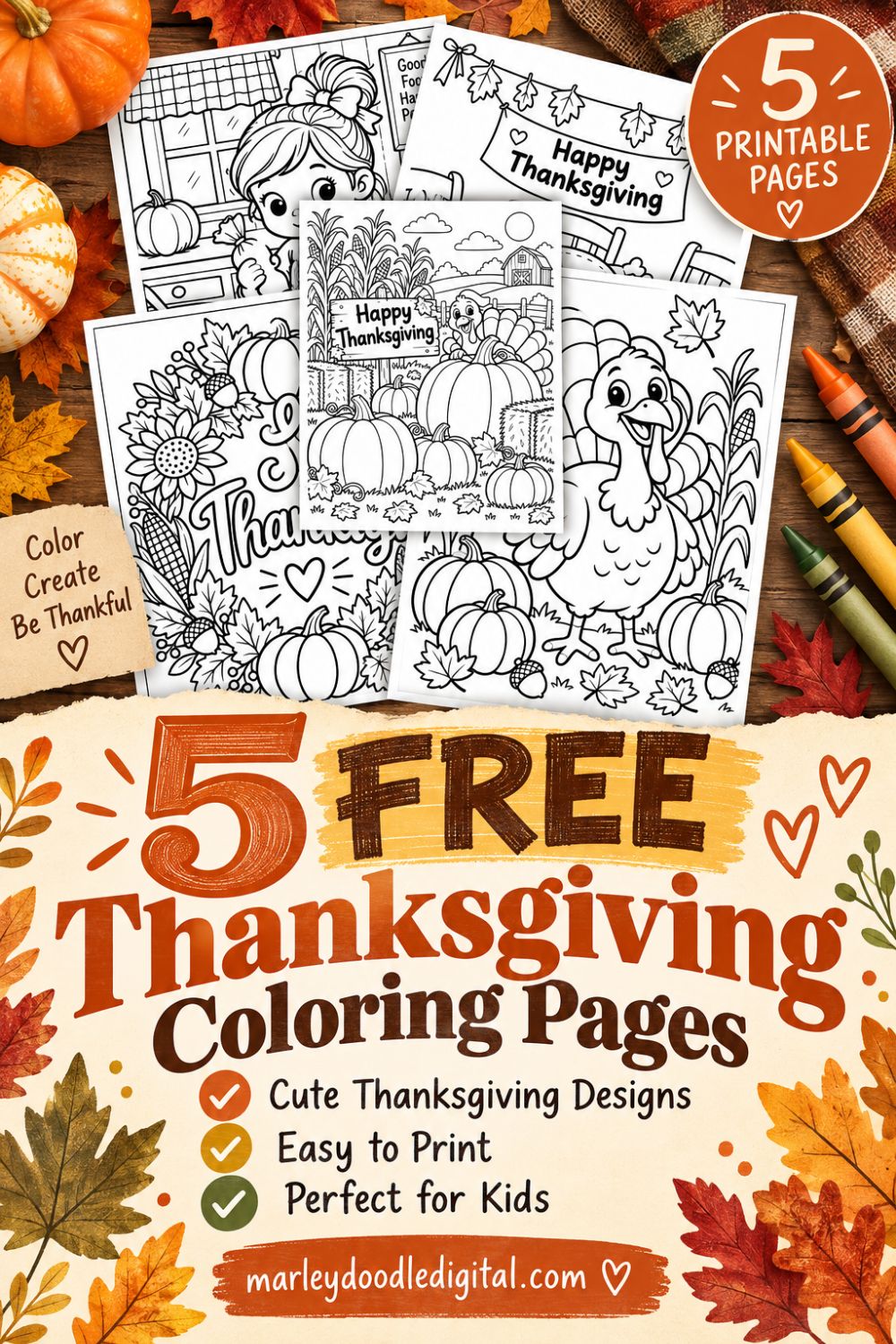 5 Free Printable Thanksgiving Coloring Pages - Printing Tips