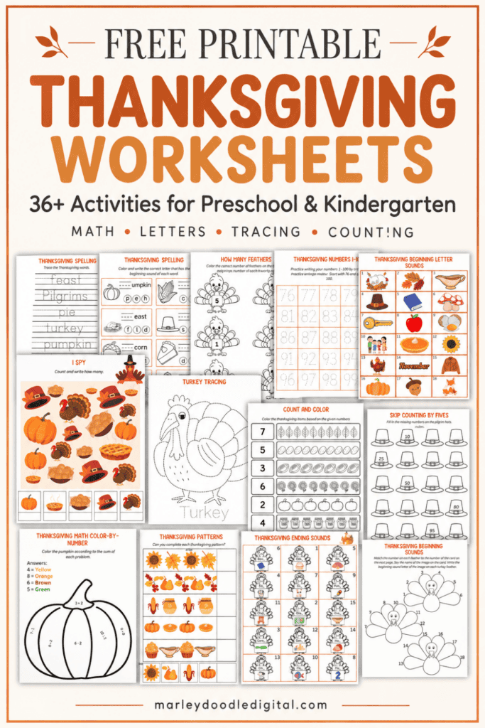 36+ Free Printable Thanksgiving Worksheets for Preschool & Kindergarten - 2