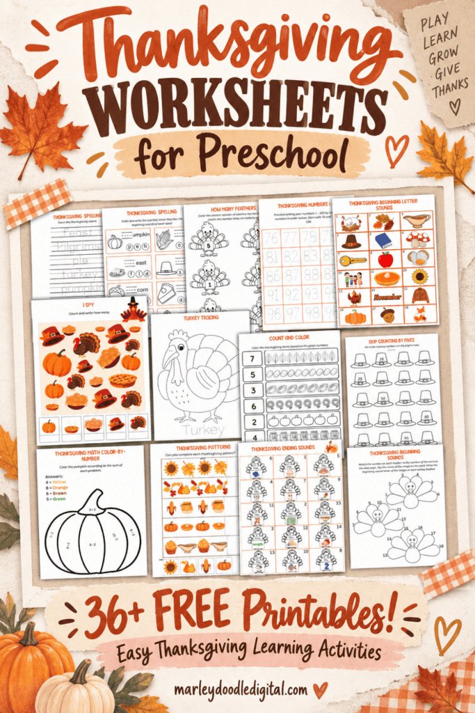 36+ Free Printable Thanksgiving Worksheets for Preschool & Kindergarten - 3