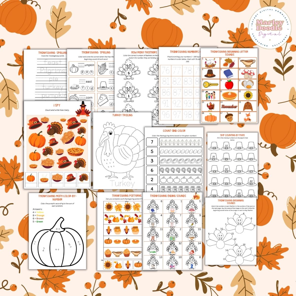 36+ Free Printable Thanksgiving Worksheets for Preschool & Kindergarten